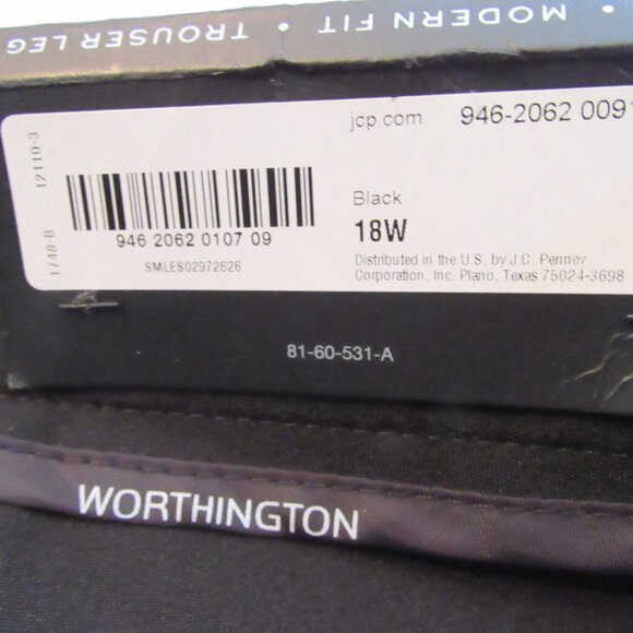 Women's Black Worthington Modern Fit Trouser Leg Pants Size 18W NWT - Picture 4 of 5